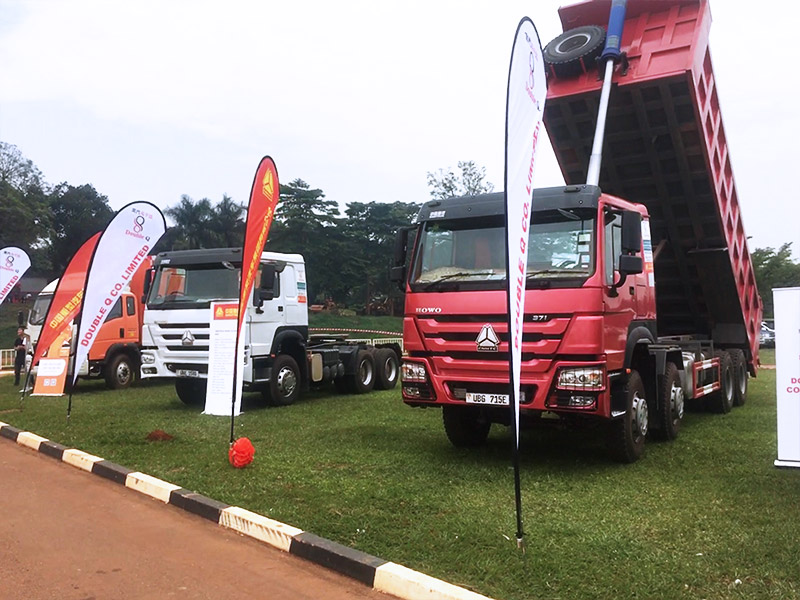 SINOTRUK trucks are displayed at the first Uganda Chinese New Year Temple Fair.